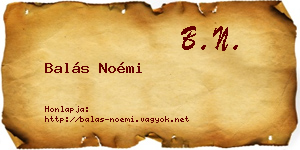 Balás Noémi névjegykártya